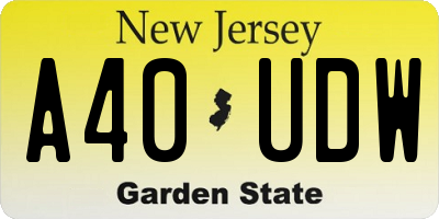 NJ license plate A40UDW