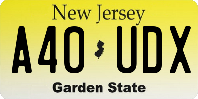 NJ license plate A40UDX