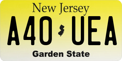 NJ license plate A40UEA
