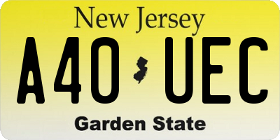 NJ license plate A40UEC