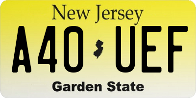 NJ license plate A40UEF