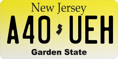 NJ license plate A40UEH