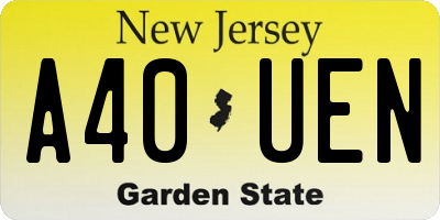 NJ license plate A40UEN