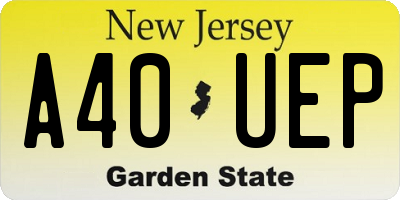 NJ license plate A40UEP