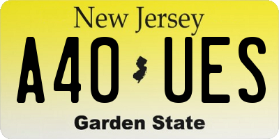 NJ license plate A40UES