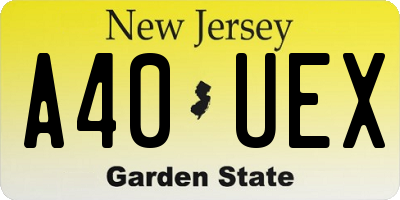 NJ license plate A40UEX