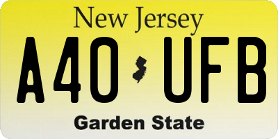 NJ license plate A40UFB