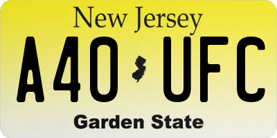 NJ license plate A40UFC