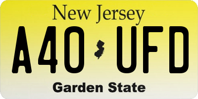 NJ license plate A40UFD