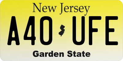 NJ license plate A40UFE
