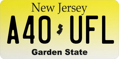 NJ license plate A40UFL