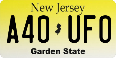 NJ license plate A40UFO