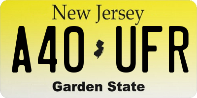NJ license plate A40UFR