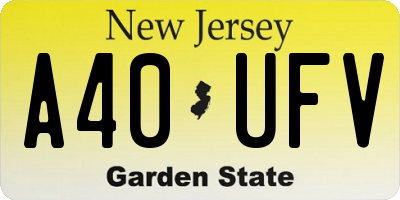 NJ license plate A40UFV