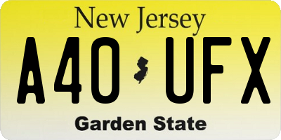 NJ license plate A40UFX