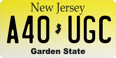 NJ license plate A40UGC