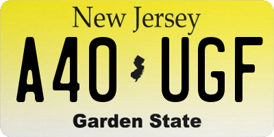 NJ license plate A40UGF