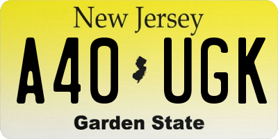 NJ license plate A40UGK