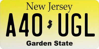 NJ license plate A40UGL