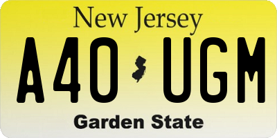 NJ license plate A40UGM