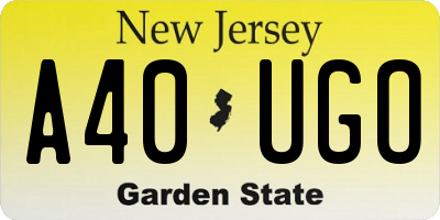 NJ license plate A40UGO