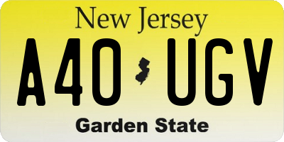 NJ license plate A40UGV