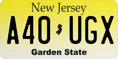 NJ license plate A40UGX