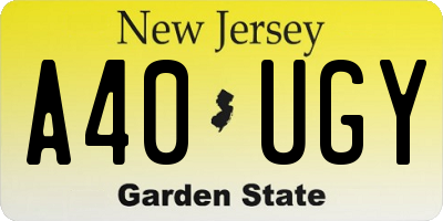 NJ license plate A40UGY