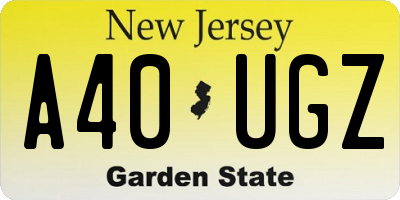 NJ license plate A40UGZ