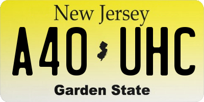 NJ license plate A40UHC