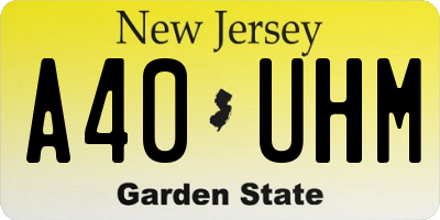 NJ license plate A40UHM