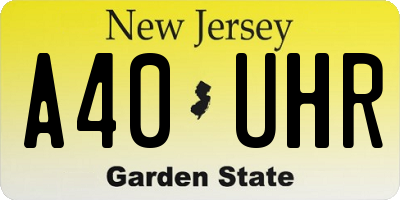 NJ license plate A40UHR