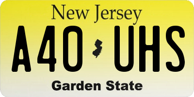NJ license plate A40UHS