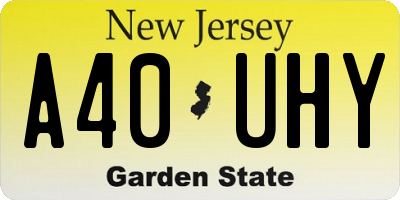NJ license plate A40UHY