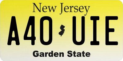 NJ license plate A40UIE
