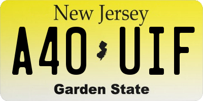 NJ license plate A40UIF