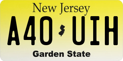NJ license plate A40UIH