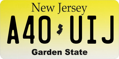 NJ license plate A40UIJ