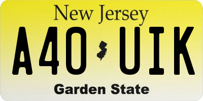 NJ license plate A40UIK