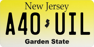 NJ license plate A40UIL