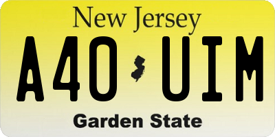 NJ license plate A40UIM