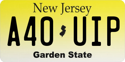 NJ license plate A40UIP