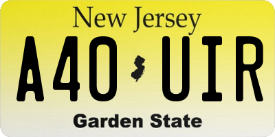 NJ license plate A40UIR