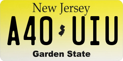 NJ license plate A40UIU