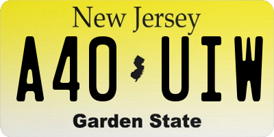 NJ license plate A40UIW