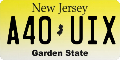 NJ license plate A40UIX