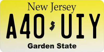 NJ license plate A40UIY