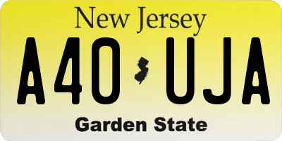 NJ license plate A40UJA