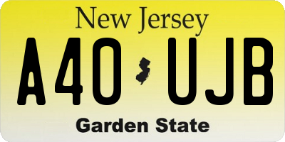 NJ license plate A40UJB