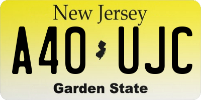 NJ license plate A40UJC
